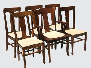 EARLY 20TH CENTURY SET OF 6 OAK T-BACK CHAIRS BY UNION CHAIR CO. BROOKLYN, NY.