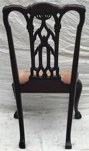 18TH C MAHOGANY CHIPPENDALE HEAVILY CARVED GOTHIC ANTIQUE SIDE CHAIR