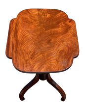 Load image into Gallery viewer, 19th C Antique Boston Mahogany Tilt Top Candlestand W/ Scalloped Top