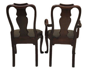 20TH C HENKEL HARRIS SET OF 12 MAHOGANY QUEEN ANNE ANTIQUE STYLE DINING CHAIRS