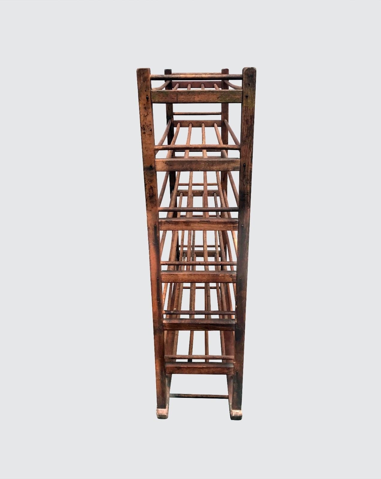 19TH CENTURY AMERICAN OAK INDUSTRIAL SHOE RACK WITH SIX TIERS-GREAT FOR WINES