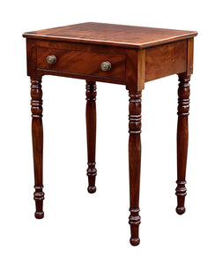 19th C Antique Cherry Sheraton Work Table / Nightstand ~ Isaac Wright Hartford