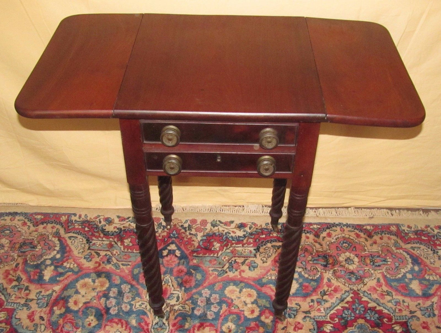 FINE SHERATON PERIOD DIMINUTIVE SALEM MASSACHUSETTS MAHOGANY WORK TABLE-ORIGINAL