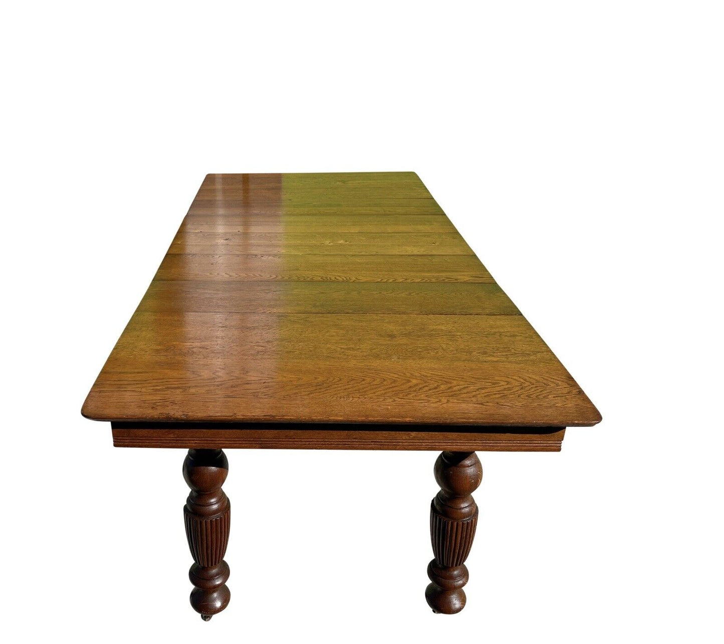 19th C Antique Victorian Oak Dining Table With 5 Leaves - 7.5+ Feet Long