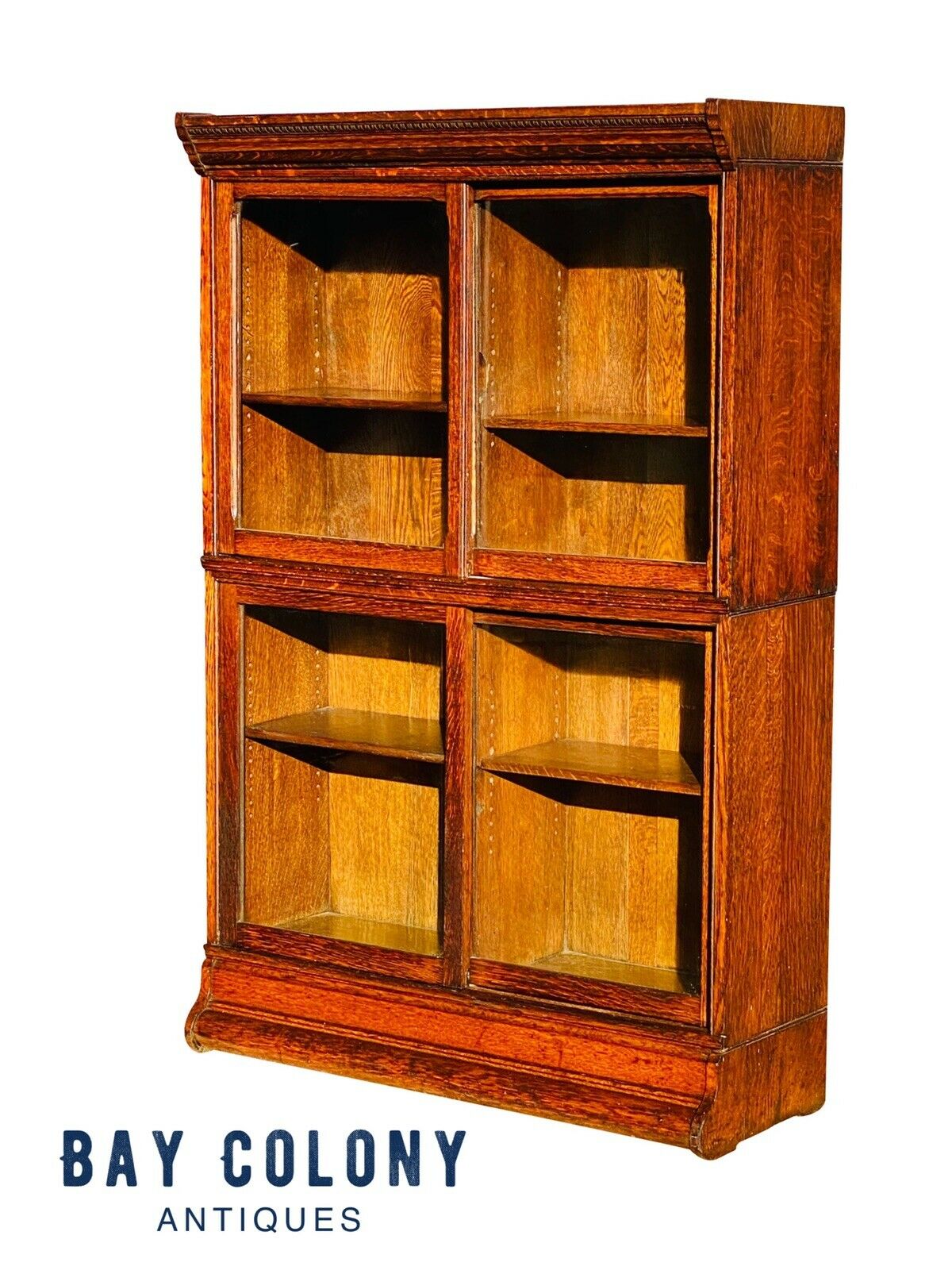 19TH C ANTIQUE VICTORIAN TIGER OAK BARRISTER BOOKCASE ~ DANNER MANUFACTURING CO