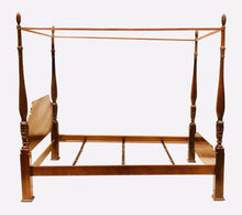 Load image into Gallery viewer, 20TH C QUEEN SIZE ANTIQUE CHIPPENDALE STYLE RICE CARVED PLANTATION CANOPY BED