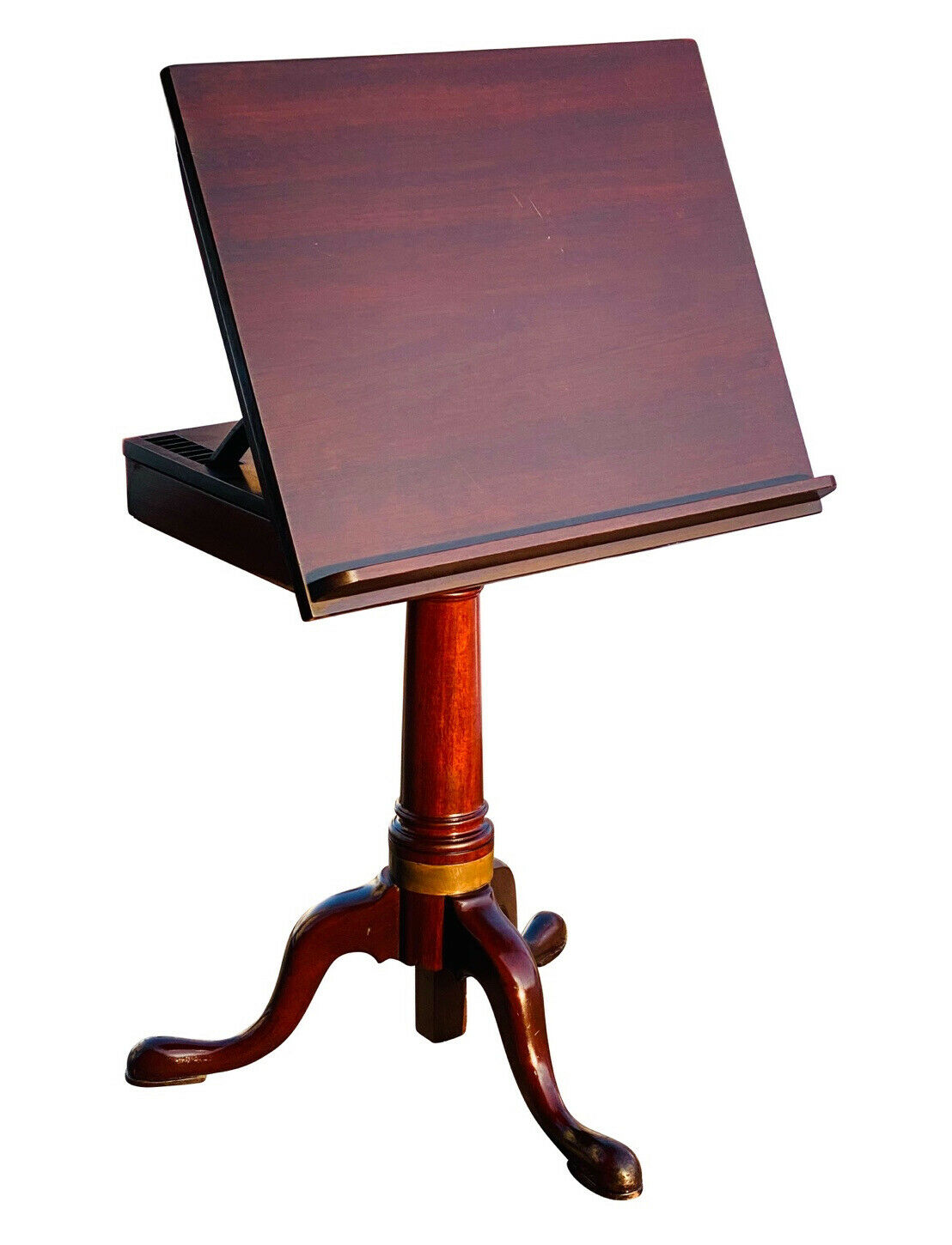 20TH C QUEEN ANNE ANTIQUE STYLE MAHOGANY DRAFTING TABLE / DICTIONARY STAND