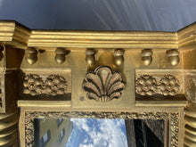Load image into Gallery viewer, 19TH C ANTIQUE FEDERAL PERIOD GOLD GILT SHELL CARVED MIRROR WITH ACORN FINIALSS
