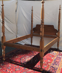 18TH CENTURY CHERRY CARVED CANOPY FOUR POSTER TESTER BED