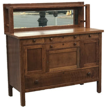Load image into Gallery viewer, EARLY 20TH C. STICKLEY ARTS &amp; CRAFTS / MISSION OAK SIDEBOARD W/ MIRRORED GALLERY