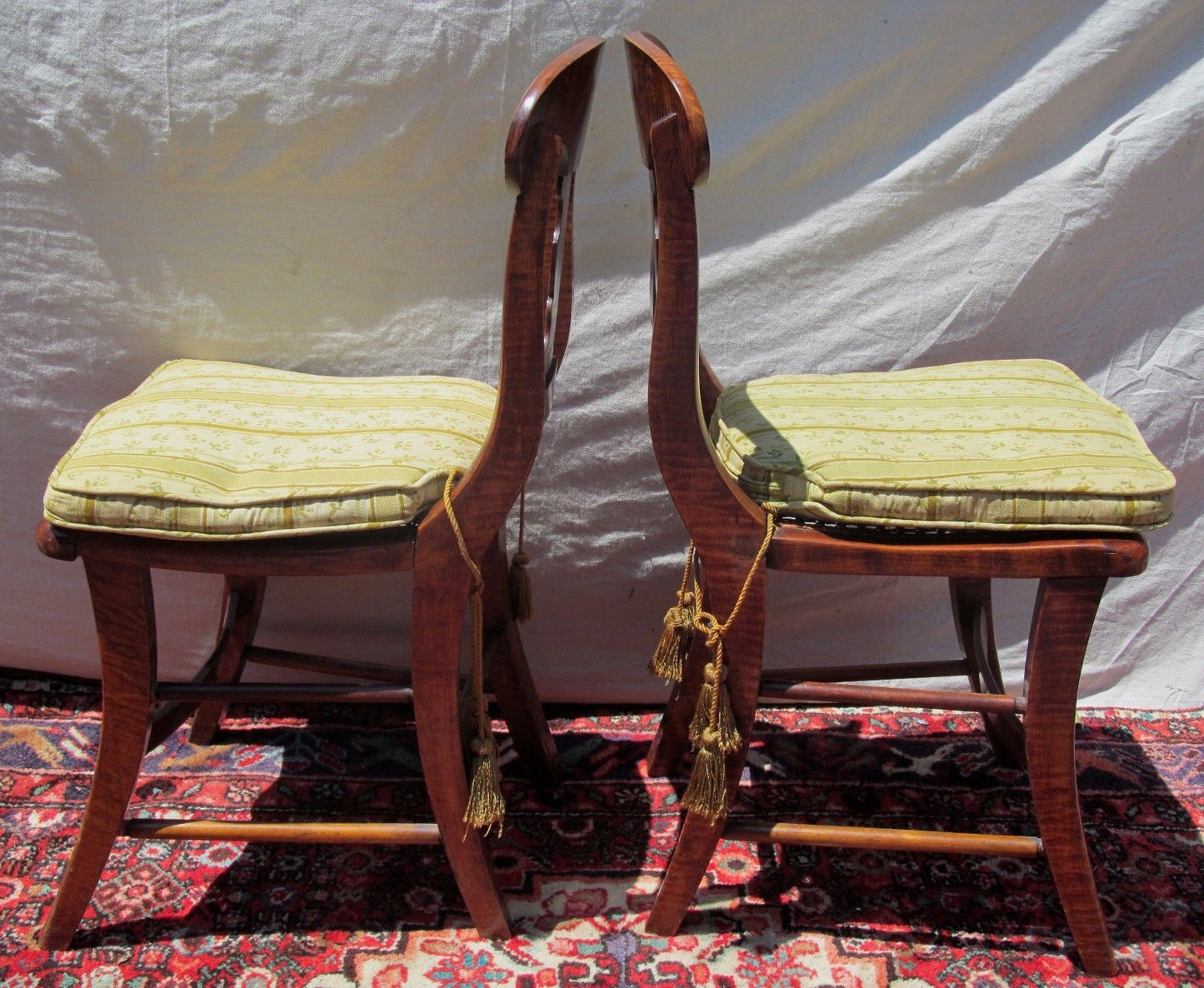 SET OF FOUR FEDERAL PERIOD TIGER MAPLE CHAIRS