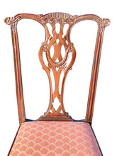 Load image into Gallery viewer, 20TH C SET OF 8 CHIPPENDALE ANTIQUE STYLE CARVED MAHOGANY DINING CHAIRS