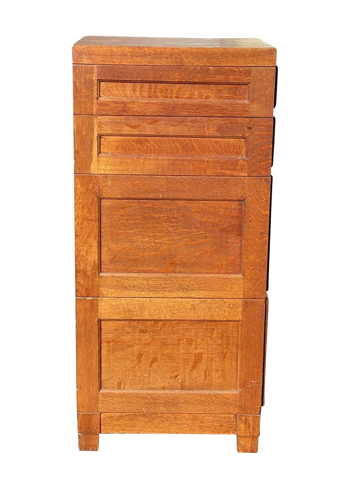 20th C Antique Arts & Crafts Tiger Oak Stacking File Cabinet - Rare Index Drawer