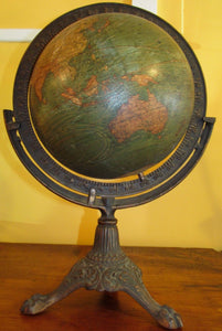 ANTIQUE W & AK JOHNSON 8" TERRESTRIAL GLOBE ON ORIGINAL STAND