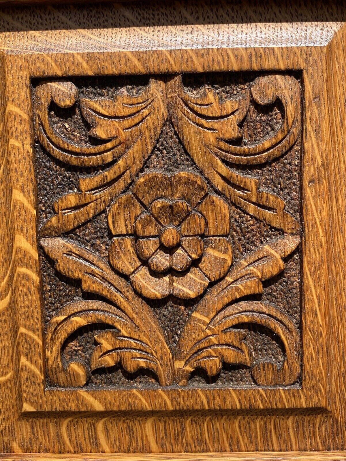 Antique Victorian Tiger Oak Lingerie Chest With Floral Carved Hatbox - Very Rare