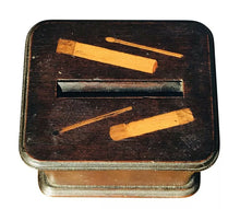 Load image into Gallery viewer, 19TH C ANTIQUE INLAID PRIMITIVE FOLK ART MECHANICAL CIGARETTE / SMOKING BOX