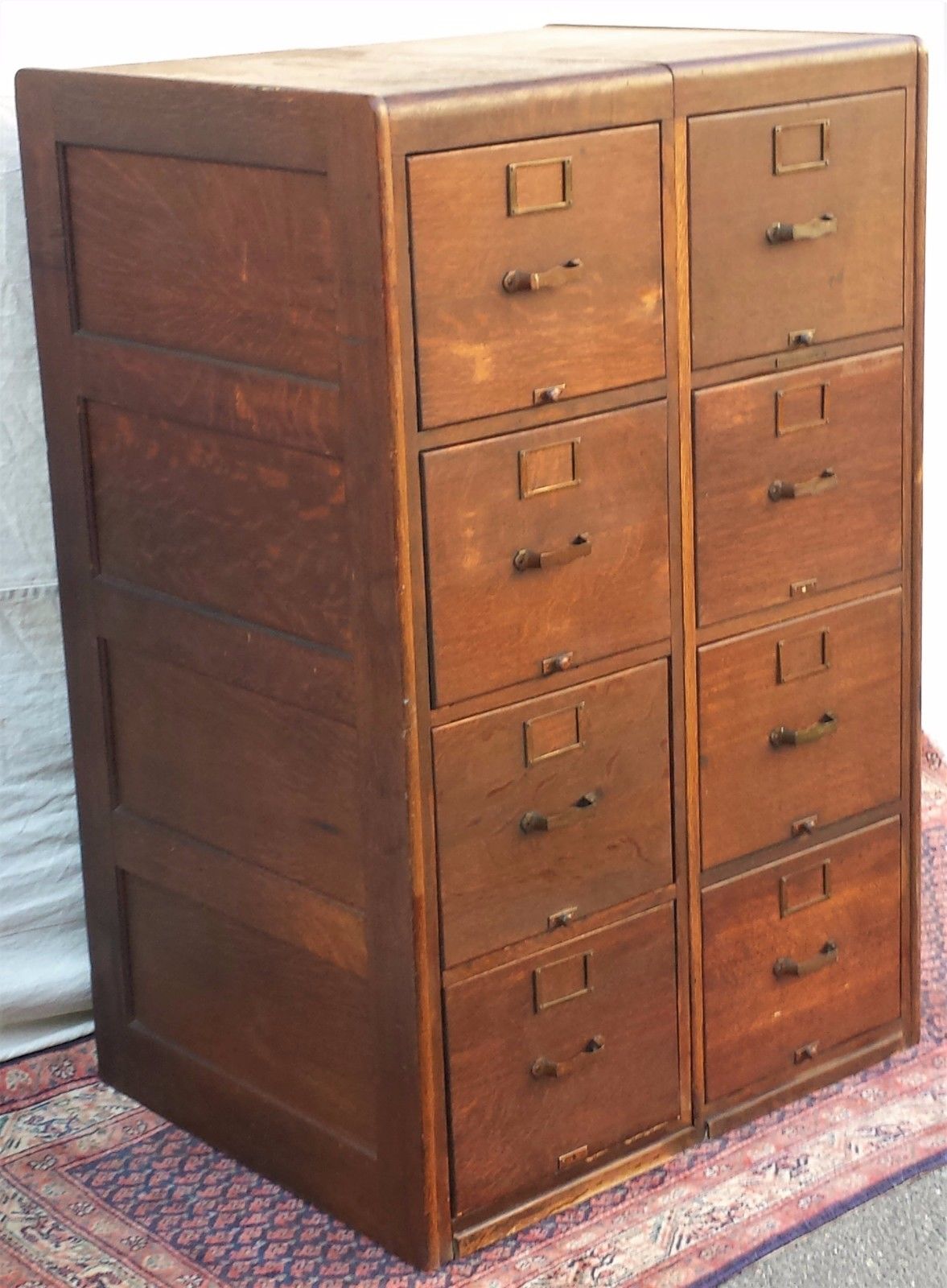 DOUBLE LEGAL SIZED ANTIQUE OAK FILE CABINET BY LIBRARY BUREAU CO