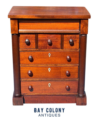 20th C Federal Antique Style Mahogany Jewelry Chest / Dresser Box