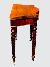 Load image into Gallery viewer, IMPORTANT MASSACHUSETTS MAHOGANY SHERATON GAME TABLE W/ ROPE LEGS - MUST SEE