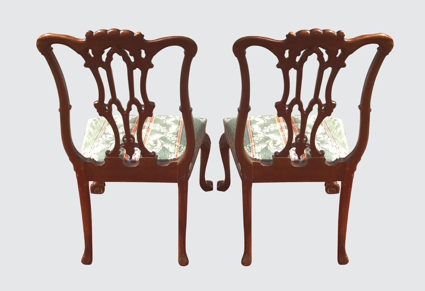 SET OF 8 ANTIQUE CHINESE CHIPPENDALE HIGHLY CARVED MAHOGANY DINING ROOM CHAIRS