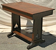 Load image into Gallery viewer, EARLY 20TH C. ARTS &amp; CRAFTS TIGER OAK LIBRARY TABLE / WRITING DESK