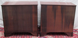 PAIR OF CHIPPENDALE SERPENTINE INLAID MAHOGANY BACHELORS DRESSERS BY J. GERTE