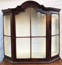 Load image into Gallery viewer, 18TH CENTURY WILLIAM &amp; MARY PERIOD WALL CABINET VITRINE W/TOMBSTONE BONNET
