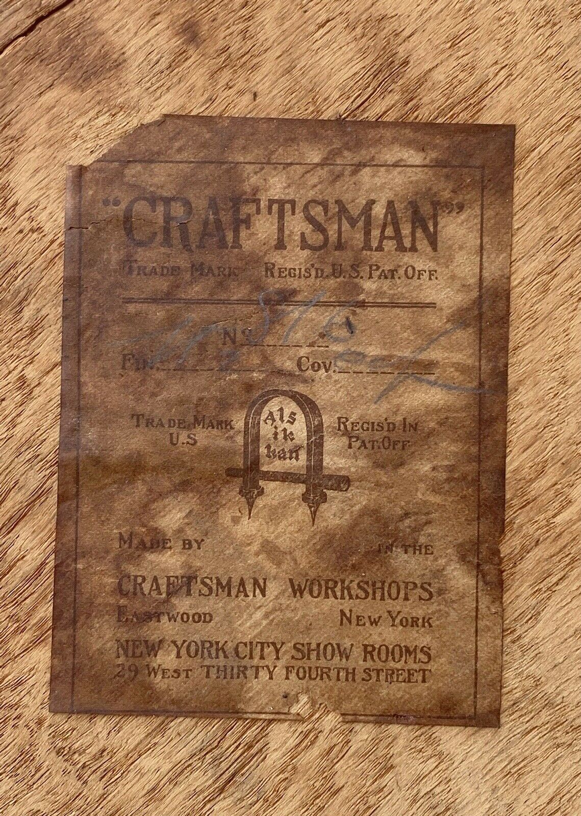 20th C Antique Arts & Crafts Gustav Stickley Sideboard #816 - Rare Paper Label