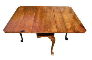 18th C Antique Pennsylvania Walnut Drop Leaf Dining Table With Trifid Feet