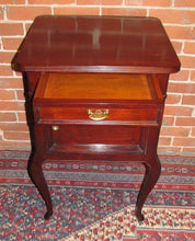 Load image into Gallery viewer, VICTORIAN QUEEN ANNE STYLE MAHOGANY NIGHTSTAND WITH RAISED PANEL SIDES
