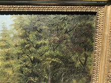 Load image into Gallery viewer, 19TH C OIL ON CANVAS NATURALIST ANTIQUE LANDSCAPE PAINTING ~ DEER HUNTING SCENE