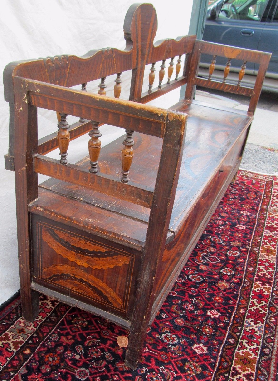 SUPERB EARLY 19TH CENTURY GRAIN PAINTED SETTLE BENCH-EXCEPTIONAL SPECIMEN-LOOK!