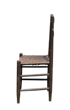 Load image into Gallery viewer, Antique New England Sheraton Black &amp; Red Fancy Paint Chair With Splint Seat