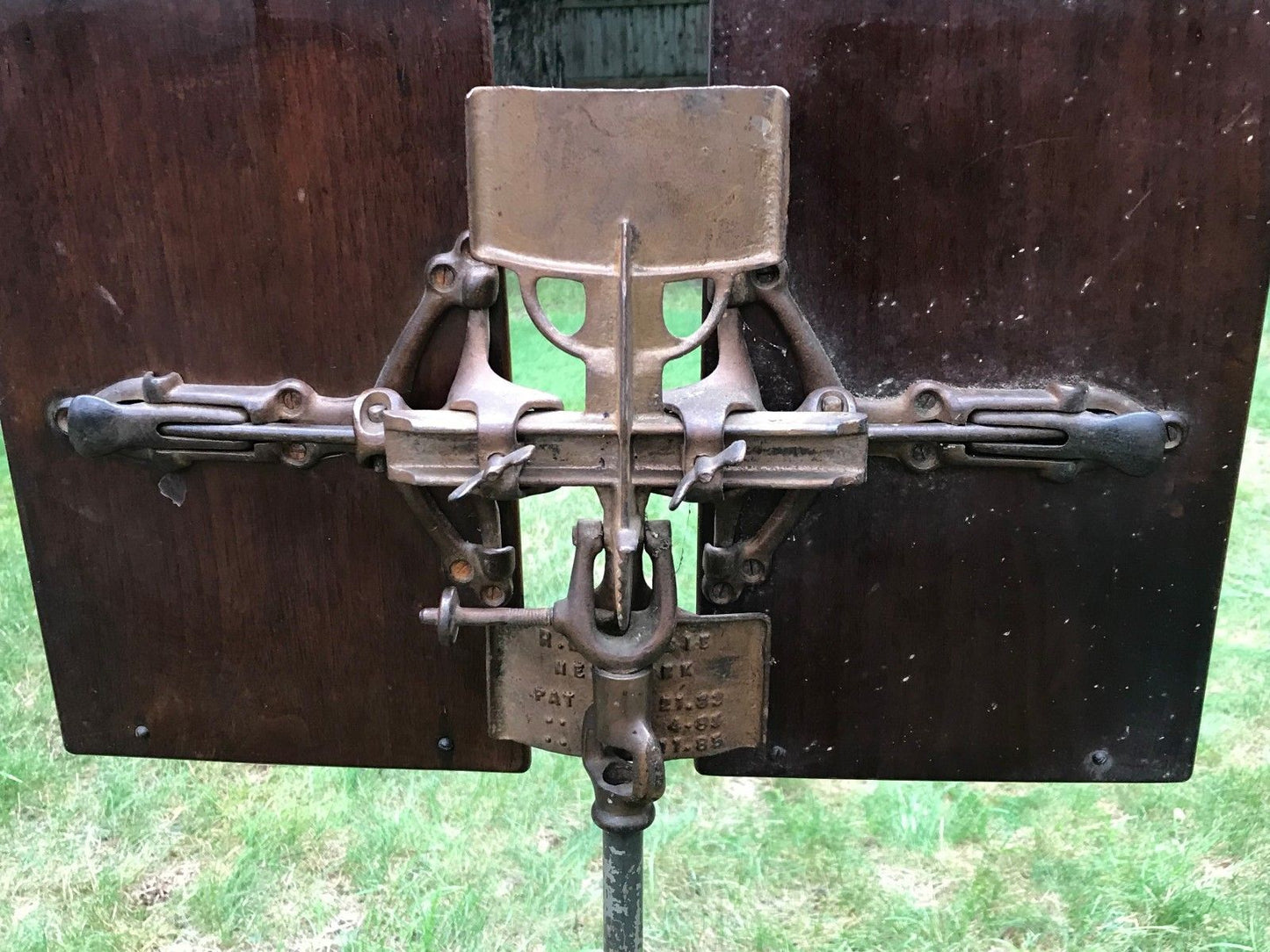 VICTORIAN CAST IRON AND WALNUT ADJUSTABLE DICTIONARY STAND BY RM LAMBIE NEW YORK