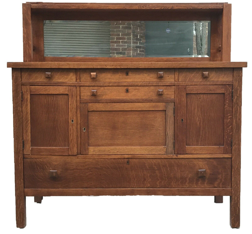 EARLY 20TH C. STICKLEY ARTS & CRAFTS / MISSION OAK SIDEBOARD W/ MIRRORED GALLERY