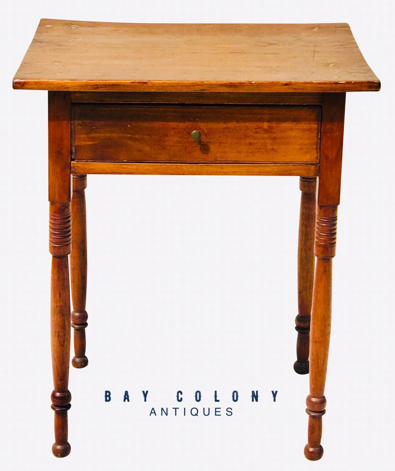 19TH C ANTIQUE SHERATON PERIOD COUNTRY PINE WORK TABLE / NIGHT STAND