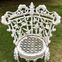Load image into Gallery viewer, ANTIQUE 19TH C. VICTORIAN CAST IRON GARDEN CHAIRS W/ FLORAL AND VINE DESIGN