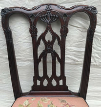 Load image into Gallery viewer, 18TH C MAHOGANY CHIPPENDALE HEAVILY CARVED GOTHIC ANTIQUE SIDE CHAIR
