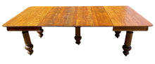 Load image into Gallery viewer, 19TH C ANTIQUE VICTORIAN TIGER OAK DINING TABLE W/ CARVED LEGS ~ 48&quot; X 94&quot;