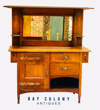 Load image into Gallery viewer, 20TH C ANTIQUE ARTS &amp; CRAFTS / MISSION OAK SIDEBOARD / SERVER ~ ART NOUVEAU