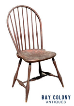 Load image into Gallery viewer, 18th C Antique New England Farmhouse Windsor Hoop Back Chair - Oxblood Red Paint