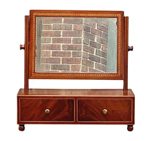 Load image into Gallery viewer, 19th C Antique Mahogany Inlaid Shaving Mirror With Drawers - Tabletop Mirror