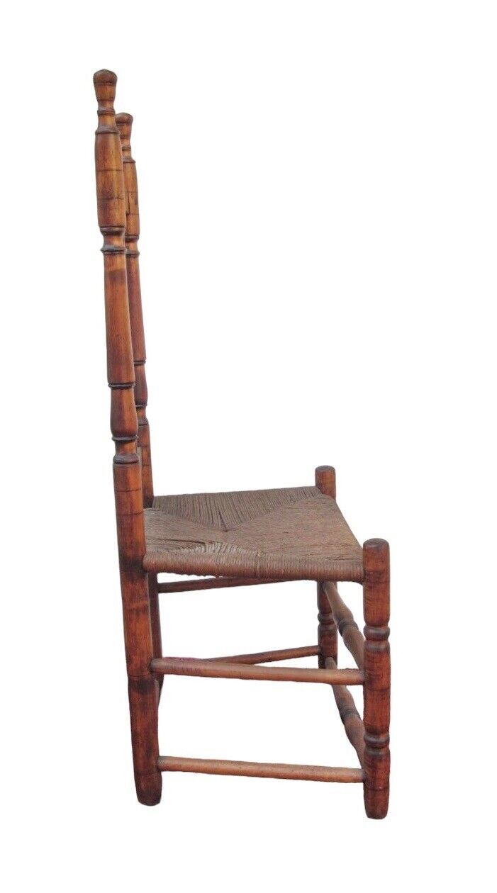 Early 18th Century William & Mary Period Triple Bannister Back Maple Side Chair