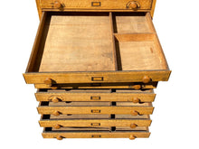 Load image into Gallery viewer, 19TH C ANTIQUE INDUSTRIAL VICTORIAN OAK TYPE MAKERS / VERTICAL MAP FILE CABINET