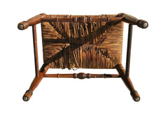 Load image into Gallery viewer, 19TH C ANTIQUE SHERATON NEW ENGLAND RUSH WOVEN SEAT STOOL