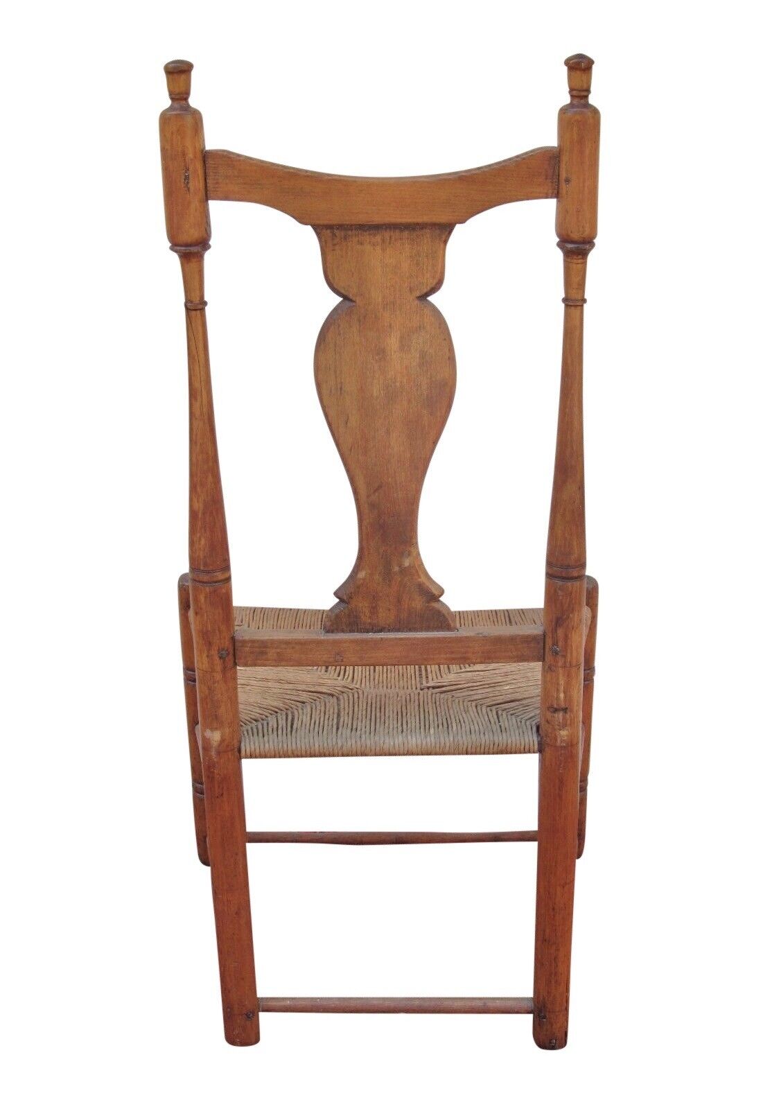 18th Century New England Queen Anne Side Chair With Yolk Crest & Button Feet