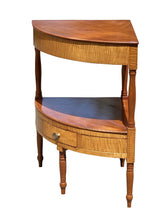 Load image into Gallery viewer, Late 18th Century Antique Federal Tiger Maple &amp; Cherry Curved Corner Wash Stand