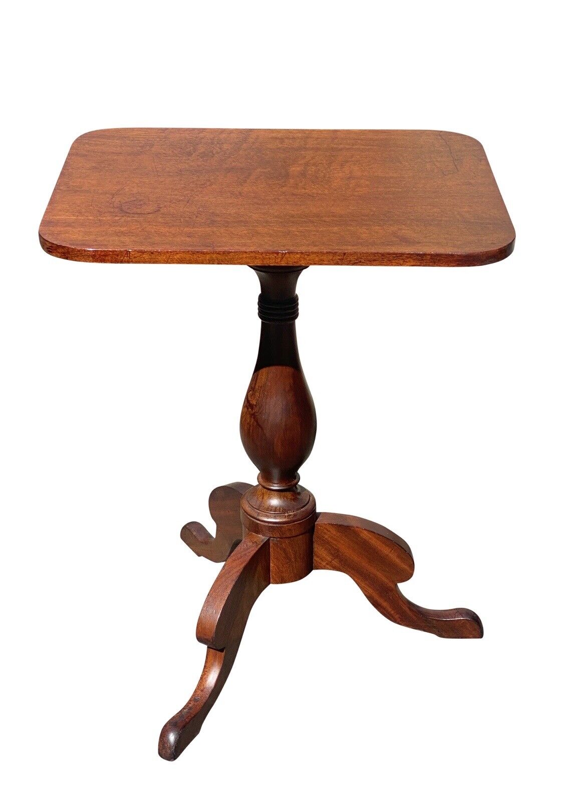 Antique Federal Southern Walnut Tilt Top Tea Table With Rare Cornucopia Legs