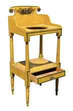 Load image into Gallery viewer, 19TH C ANTIQUE COUNTRY PRIMITIVE FANCY PAINT SHERATON WASH STAND / BASIN