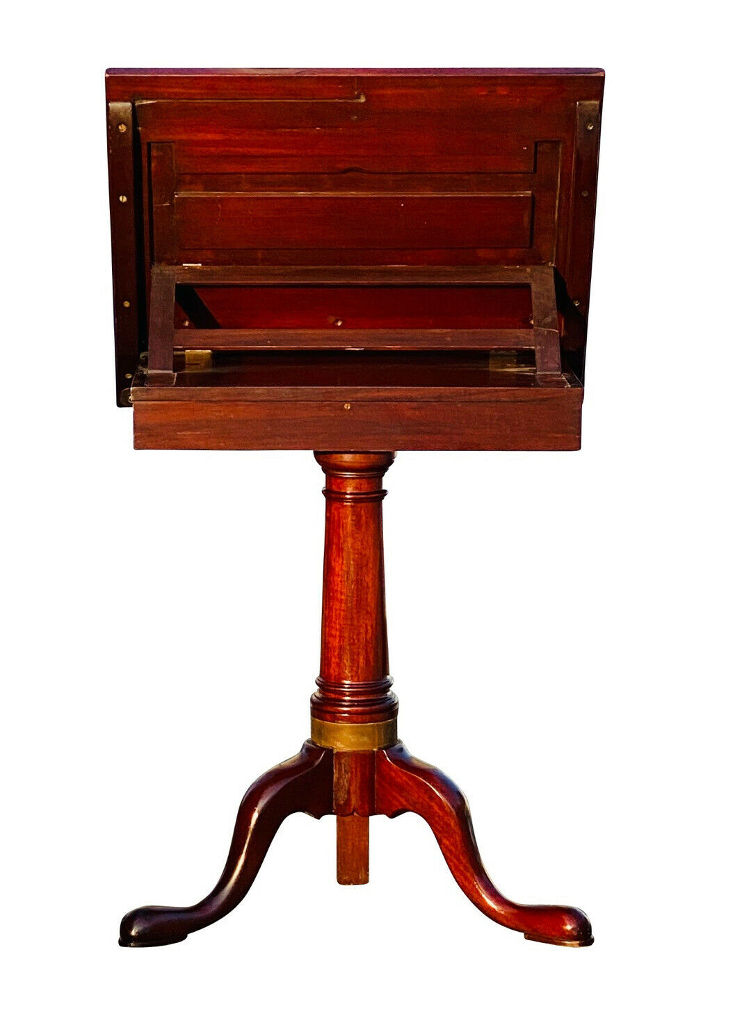 20TH C QUEEN ANNE ANTIQUE STYLE MAHOGANY DRAFTING TABLE / DICTIONARY STAND